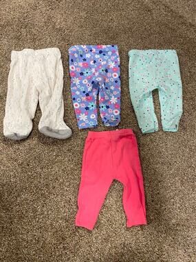Baby Girl Pants Leggings Lot 3 6 Months 4 Piece Bundle Pre Owned